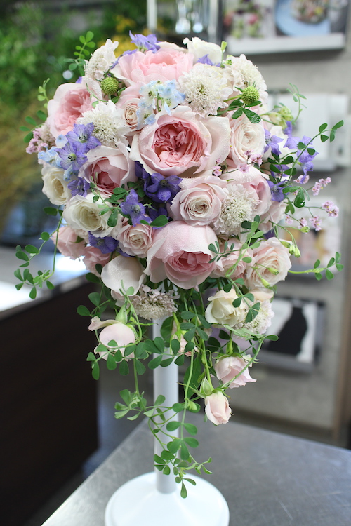 NO.PWG495白と淡ピンクウェディングブーケ造花ブライダルブーケ結婚式